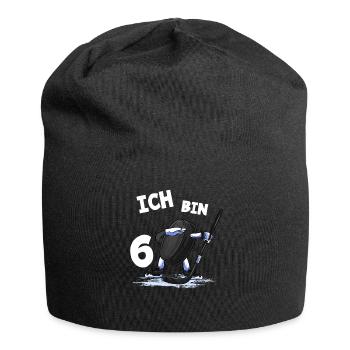 Ich bin 6 Jahre Eishockey Puck 6. Geburtstag - Jersey-Beanie - Schwarz - Vorne