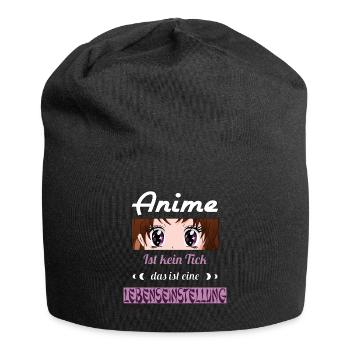 Anime ist kein Tick ist eine Lebenseinstellung - Jersey-Beanie - Schwarz - Vorne