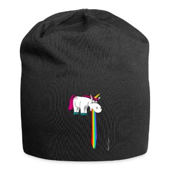 Cute unicorn vomits in the beam rainbow - Jersey Beanie - black - Front