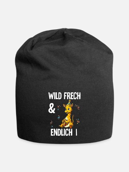1. Geburtstag Giraffe Wild Frech Und Endlich 1 - Jersey-Beanie - Schwarz