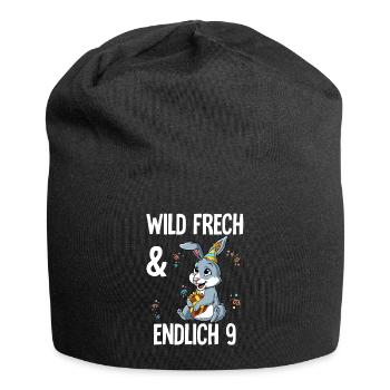 9. Geburtstag Hase Wild Frech Und Endlich 9 Jahre - Jersey-Beanie - Schwarz - Vorne