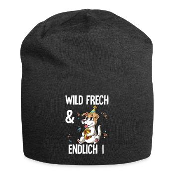 1. Geburtstag Hund Wild Frech Und Endlich 1 Jahre - Jersey-Beanie - Anthrazit - Vorne