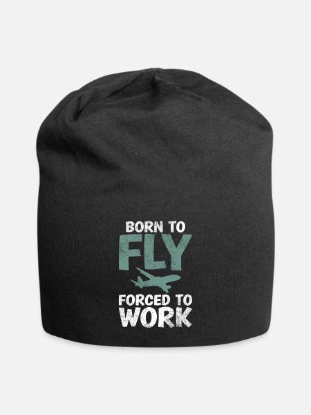 Born to fly, forced to use funny saying - Jersey Beanie - black
