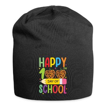 100e jour crayon léopard joyeux 100 jours d’école - Bonnet en jersey - noir - Devant
