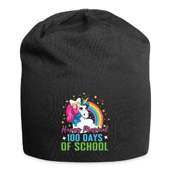 100e jour licorne joyeux magique 100 jour d’école - Bonnet en jersey - noir - Devant
