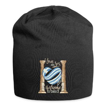 Griechenland, Sonne und Meer Antike Ruinen - Jersey-Beanie - Schwarz - Vorne