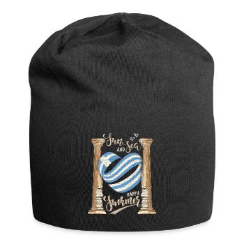 Sonne und Meer Griechenland Urlaub antike Ruinen - Jersey-Beanie - Schwarz - Vorne