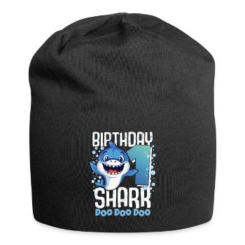 Birthday Shark 1. Geburtstag Haifisch 1 Jahr Hai - Jersey-Beanie - Schwarz - Vorne