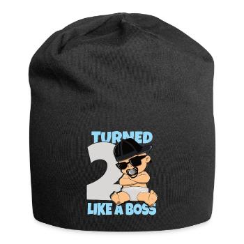 Baby Geburtstag Junge Mädchen 2 Jahre Like a Boss - Jersey-Beanie - Schwarz - Vorne