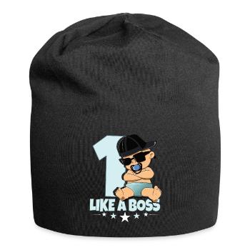 Baby Geburtstag Junge Mädchen 1 Jahr Like a Boss - Jersey-Beanie - Schwarz - Vorne