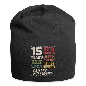 15 Years Awesome Retro 15. Geburtstag Countdown - Jersey-Beanie - Schwarz - Vorne