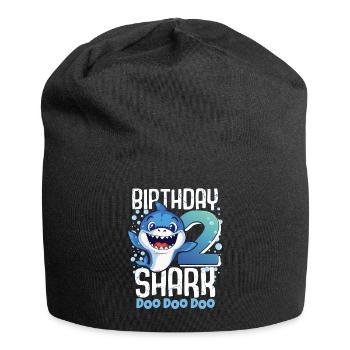 Birthday Shark 2. Geburtstag Haifisch 2 Jahre Hai - Jersey-Beanie - Schwarz - Vorne
