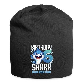 Requin d’anniversaire 6ème anniversaire Requin de 6 ans - Bonnet en jersey - noir - Devant