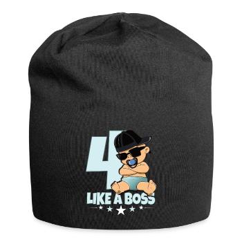 Baby Geburtstag Junge Mädchen 4 Jahre Like a Boss - Jersey-Beanie - Schwarz - Vorne