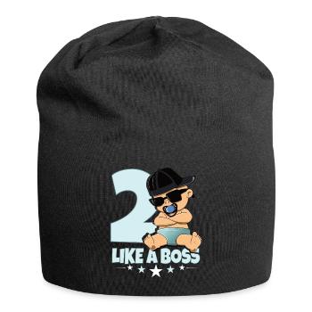 Baby Geburtstag Junge Mädchen 2 Jahre Like a Boss - Jersey-Beanie - Schwarz - Vorne