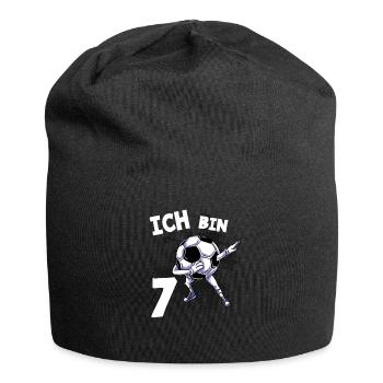 Ich bin 7 Jahre Fußball 7. Geburtstag - Jersey-Beanie - Schwarz - Vorne