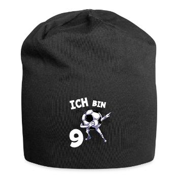 Ich bin 9 Jahre Fußball 9. Geburtstag - Jersey-Beanie - Schwarz - Vorne