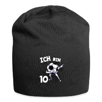 Ich bin 10 Jahre Fußball 10. Geburtstag - Jersey-Beanie - Schwarz - Vorne