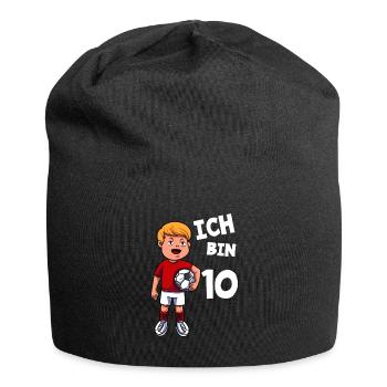 Ich bin 10 Jahre Fußball 10. Geburtstag - Jersey-Beanie - Schwarz - Vorne