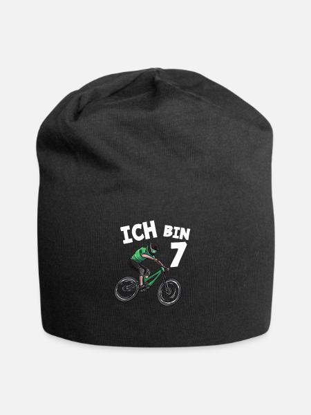 Ich bin 7 Jahre Mountainbike 7. Geburtstag - Jersey-Beanie - Schwarz