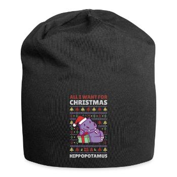Xmas Hippo Hässlicher Weihnachtspulli Geschenk - Jersey-Beanie - Schwarz - Vorne