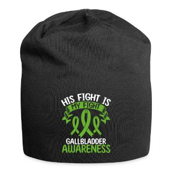 Gallbladder Ribbon Month His Fight is my Fight - Jersey-Beanie - Schwarz - Vorne