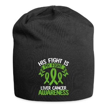 Liver Cancer Ribbon Month His Fight is my Fight - Jersey Beanie - black - Front