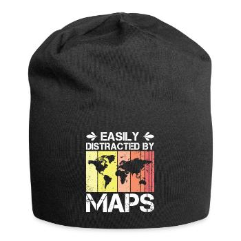 Facilement distrait par les cartes Carte de professeur de géographie - Bonnet en jersey - noir - Devant