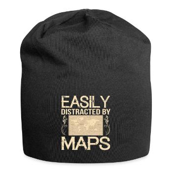 Facilement distrait par les cartes Carte de professeur de géographie - Bonnet en jersey - noir - Devant