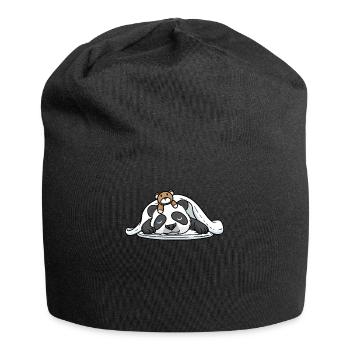 Lustiger Schlafender Panda Mit Schlafendem - Jersey-Beanie - Schwarz - Vorne