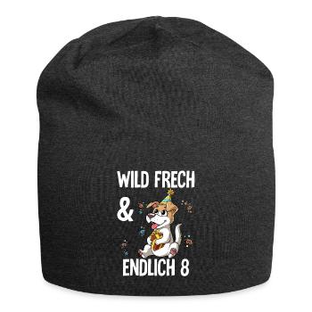 8. Geburtstag Hund Wild Frech Und Endlich 8 Jahre - Jersey-Beanie - Anthrazit - Vorne