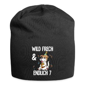 7. Geburtstag Hund Wild Frech Und Endlich 7 Jahre - Jersey-Beanie - Schwarz - Vorne