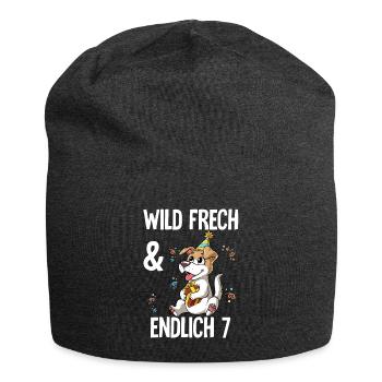 7. Geburtstag Hund Wild Frech Und Endlich 7 Jahre - Jersey-Beanie - Anthrazit - Vorne
