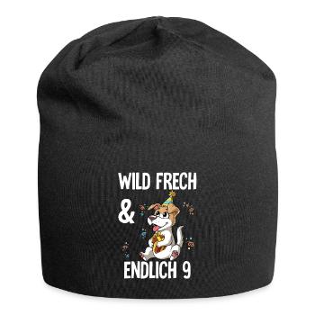 9. Geburtstag Hund Wild Frech Und Endlich 9 Jahre - Jersey-Beanie - Schwarz - Vorne