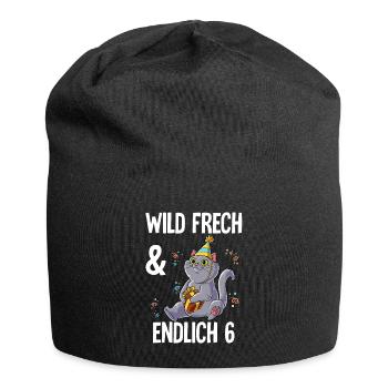 6. Geburtstag Katze Wild Frech Und Endlich 6 Jahre - Jersey-Beanie - Schwarz - Vorne