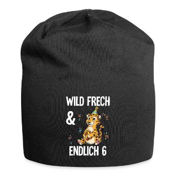 6. Geburtstag Leopard Wild Frech Und Endlich 6 - Jersey-Beanie - Schwarz - Vorne