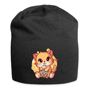 Anime Kawaii Cat Drinks Boba Tea bubble Tea - Jersey Beanie - black - Front