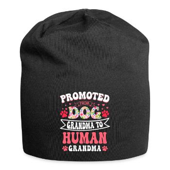 Promoted From Dog Grandma To Human Grandma Oma - Jersey-Beanie - Schwarz - Vorne