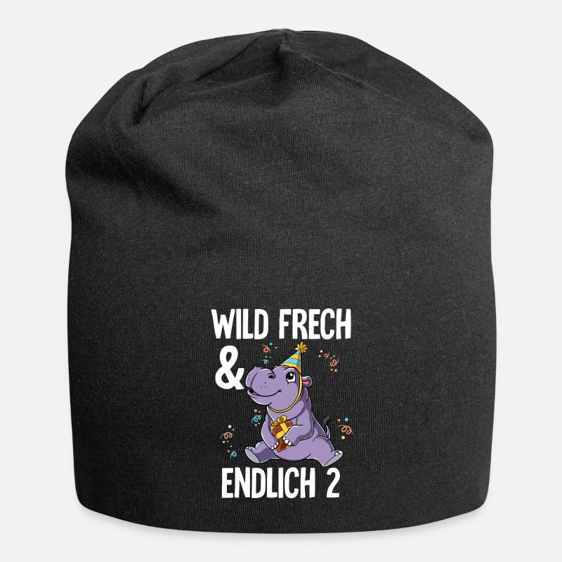 2. Geburtstag Nilpferd Wild Frech Und Endlich 2 - Jersey-Beanie - Schwarz