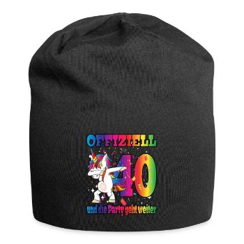 Offiziell 40 und die Party geht weiter - Einhorn - Jersey-Beanie - Schwarz - Vorne