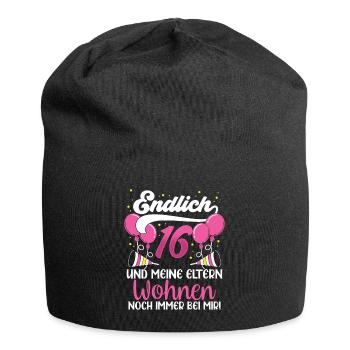 Endlich 16 Meine Eltern Wohnen Immer Noch Bei Mir - Jersey-Beanie - Schwarz - Vorne