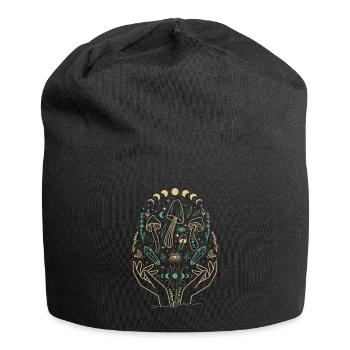 Boho Mushrooms & Minimalism Goblincore Aesthetic - Jersey Beanie - black - Front