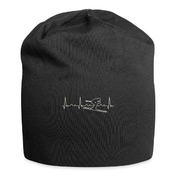 Skifahrerabwärts. Herz. Liebe. Ekg. Impuls. - Jersey-Beanie - Schwarz - Vorne