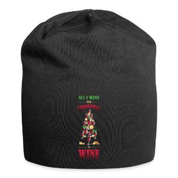 Christmas Wine Weihnachtsessen Geschenk - Jersey-Beanie - Schwarz - Vorne