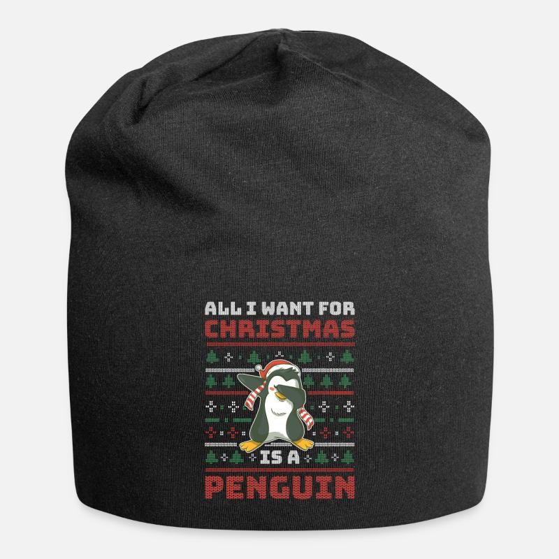 Xmas Penguin Hässlicher Weihnachtspulli Geschenk - Jersey-Beanie - Schwarz