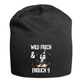 9. Geburtstag Pinguin Wild Frech Und Endlich 9 - Jersey-Beanie - Schwarz - Vorne