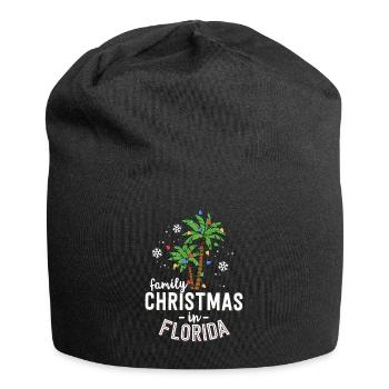 Familienweihnacht in Florida Palmen Weihnachten Strand - Jersey-Beanie - Schwarz - Vorne