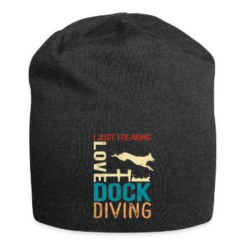 Dock Diving Dog Sports Gift - Jersey Beanie - charcoal grey - Front