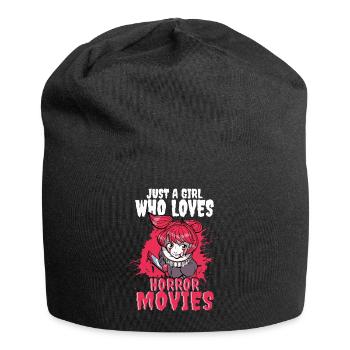 Just a Girl who loves Horror Movies - Jersey-Beanie - Schwarz - Vorne