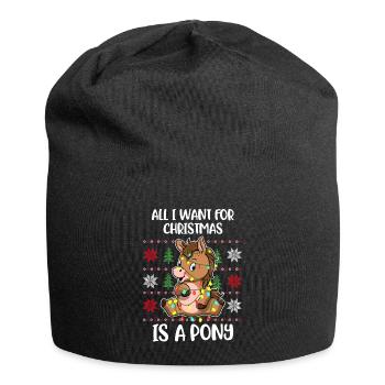 Xmas Pony Ugly Christmas Sweater Gift - Jersey Beanie - black - Front
